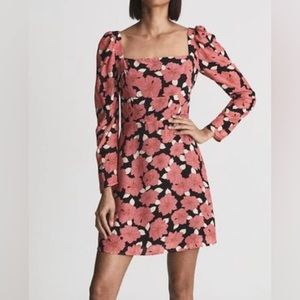 NWT ($265) Reiss Andi graphic floral square neck mini dress 10